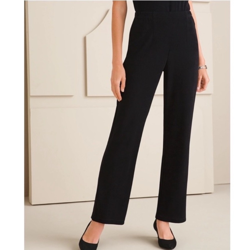 Chico’s Travelers‎ Black Pull On Straight Pant 12 Short Chico 2S Resortwear